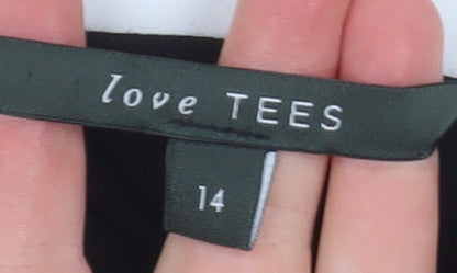 Womens UK Size 14 love TEES Black Basic Blouse