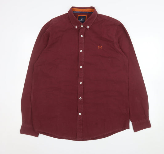 Crew Clothing Company Men's Red Slim Fit Button-Up Shirt XL