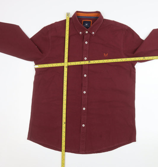 Crew Clothing Company Men's Red Slim Fit Button-Up Shirt XL