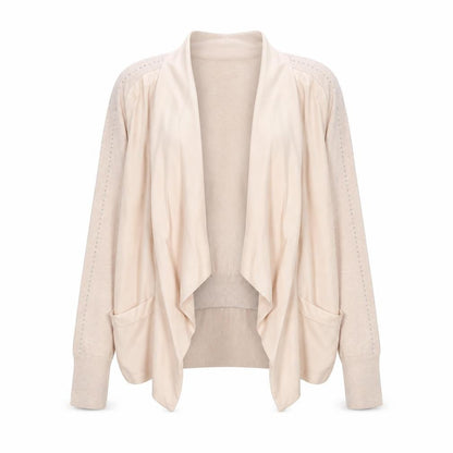 Mint Velvet Women Beige Studded Open Jacket Size M Classic Style
