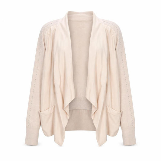 Mint Velvet Women Beige Studded Open Jacket Size M Classic Style