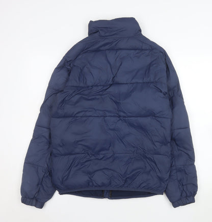 Pull & Bear Men's Blue Puffer Jacket Size M Full Zip Winter Coat