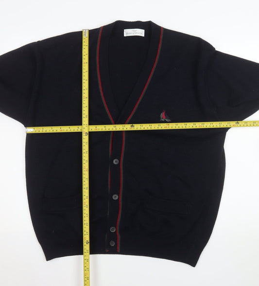 Marks and Spencer Men's Black Wool Blend Cardigan L Classic Fit