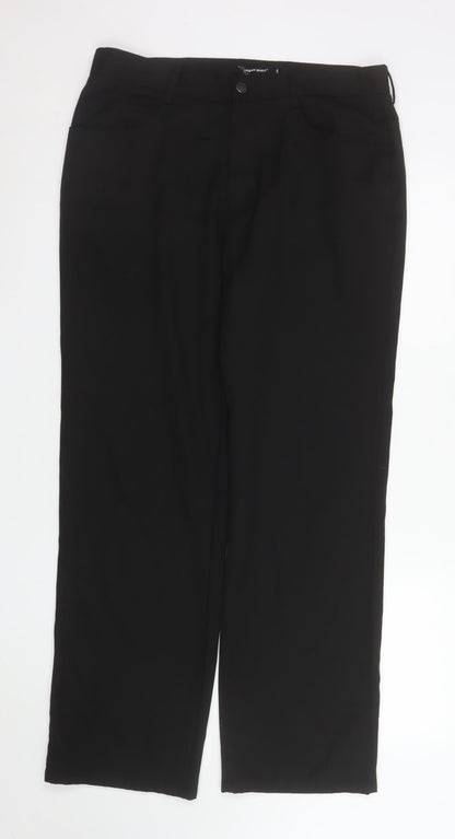Urban Spirit Mens Black 34R Straight Leg Regular Fit Trousers