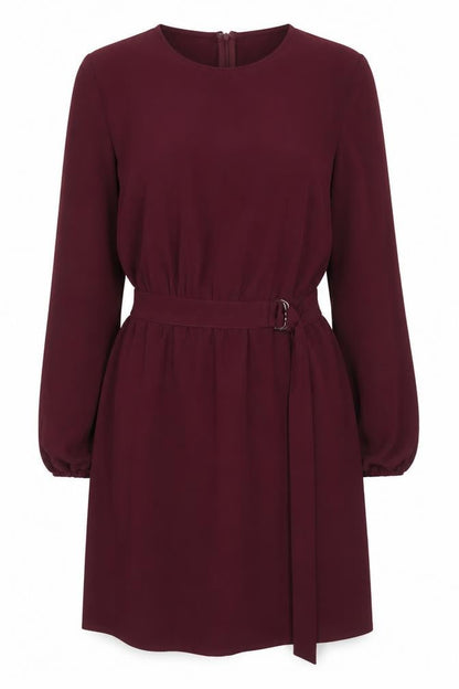 AX Paris Women Red Size 14 Shift Mini Dress Long Sleeve Belted