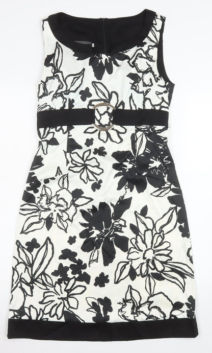 Sandro Ferrone Women’s Black Floral Sheath Dress Size 16 Knee Length