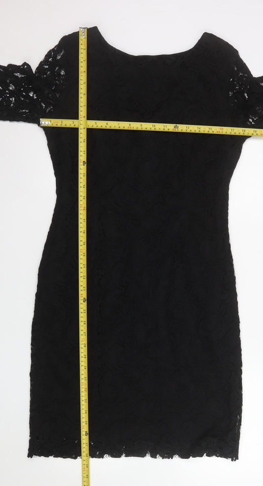 Roman Originals Women’s Black Lace Sheath Dress Size 14 Knee Length