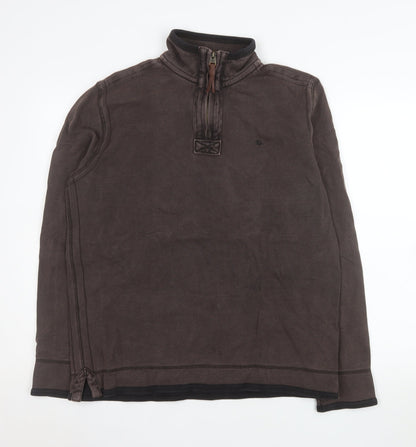 Mens UK Size S Marks and Spencer Brown Henley Sweatshirt