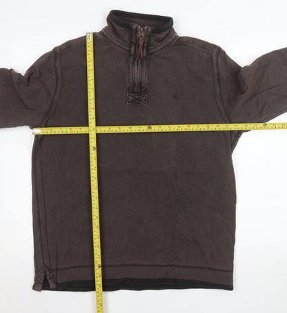 Mens UK Size S Marks and Spencer Brown Henley Sweatshirt