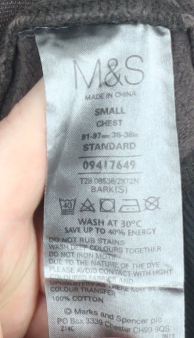 Mens UK Size S Marks and Spencer Brown Henley Sweatshirt