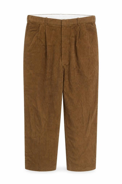 Chums Men's Brown Corduroy Pleated Trousers Size 42W 29L