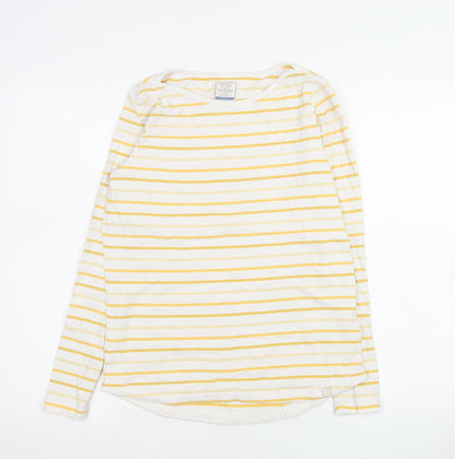 Fat Face Women’s Yellow White Striped Long Sleeve Cotton Top Size 8
