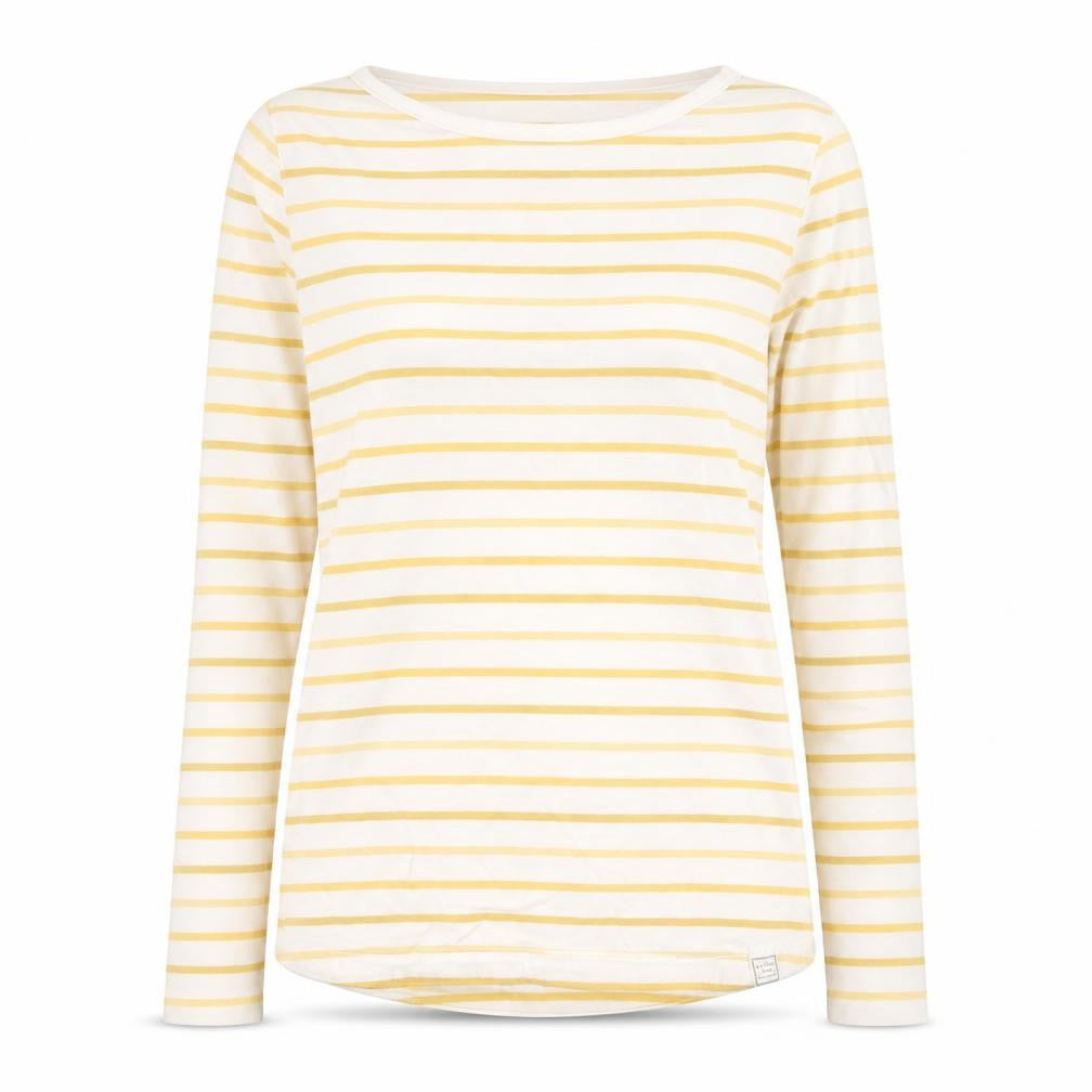 Fat Face Women’s Yellow White Striped Long Sleeve Cotton Top Size 8