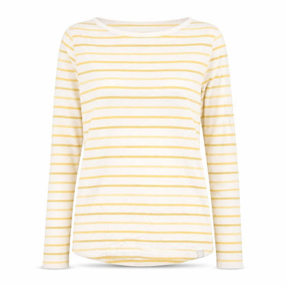 Fat Face Women’s Yellow White Striped Long Sleeve Cotton Top Size 8