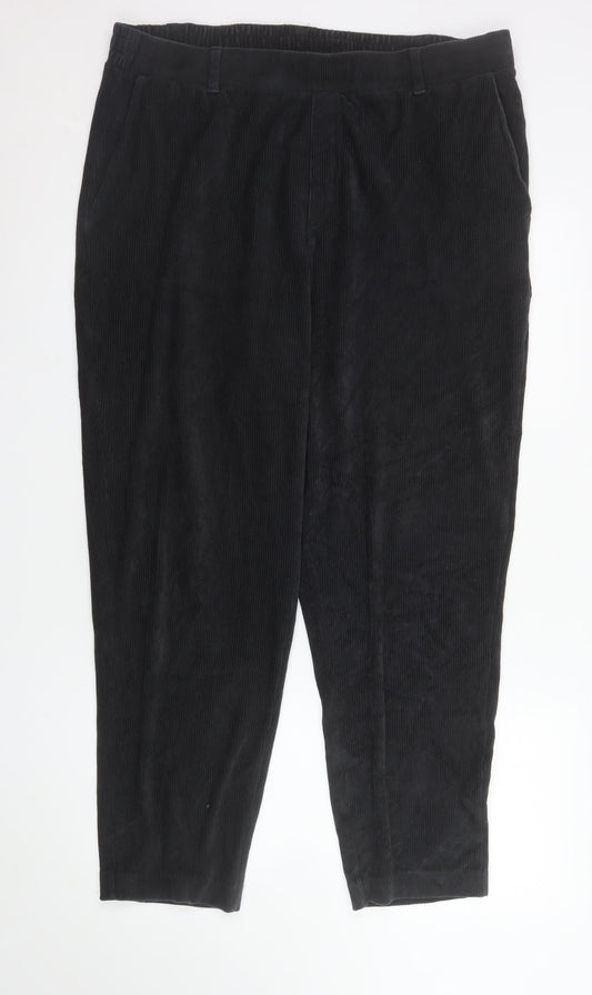 Mens UK Size L Lands' End Regular Fit Casual Black Trousers