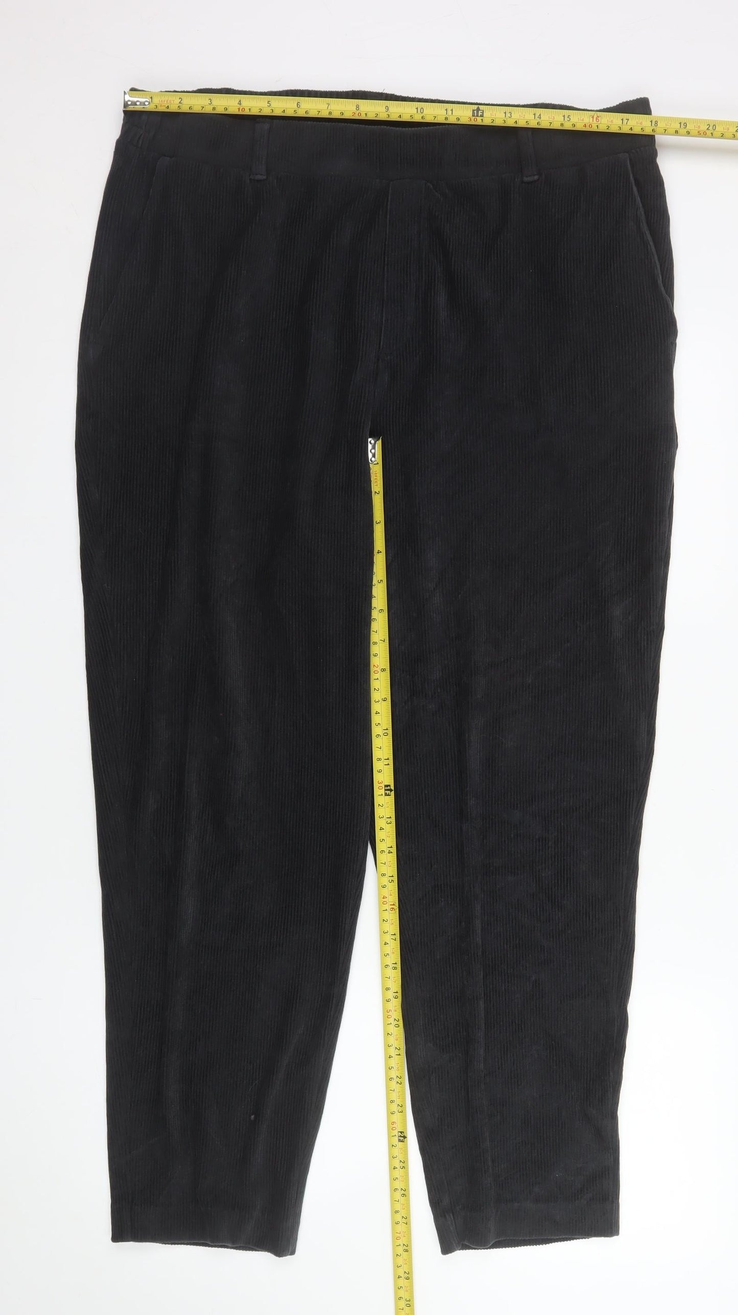 Mens UK Size L Lands' End Regular Fit Casual Black Trousers