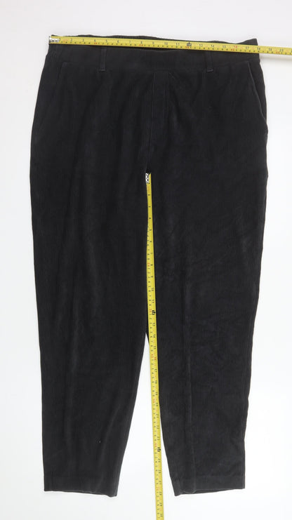 Mens UK Size L Lands' End Regular Fit Casual Black Trousers