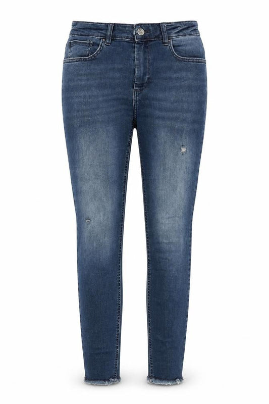 Front view of Only Women's Blue Skinny Jeans L 32 Distressed Denim