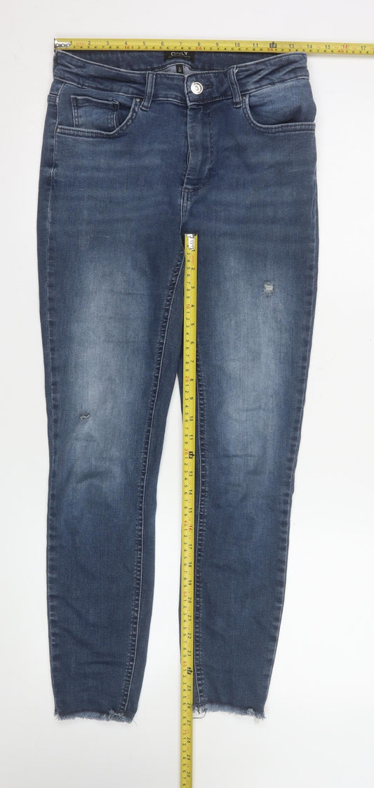 ONLY Women's Blue Skinny Jeans L 32 Distressed Denim