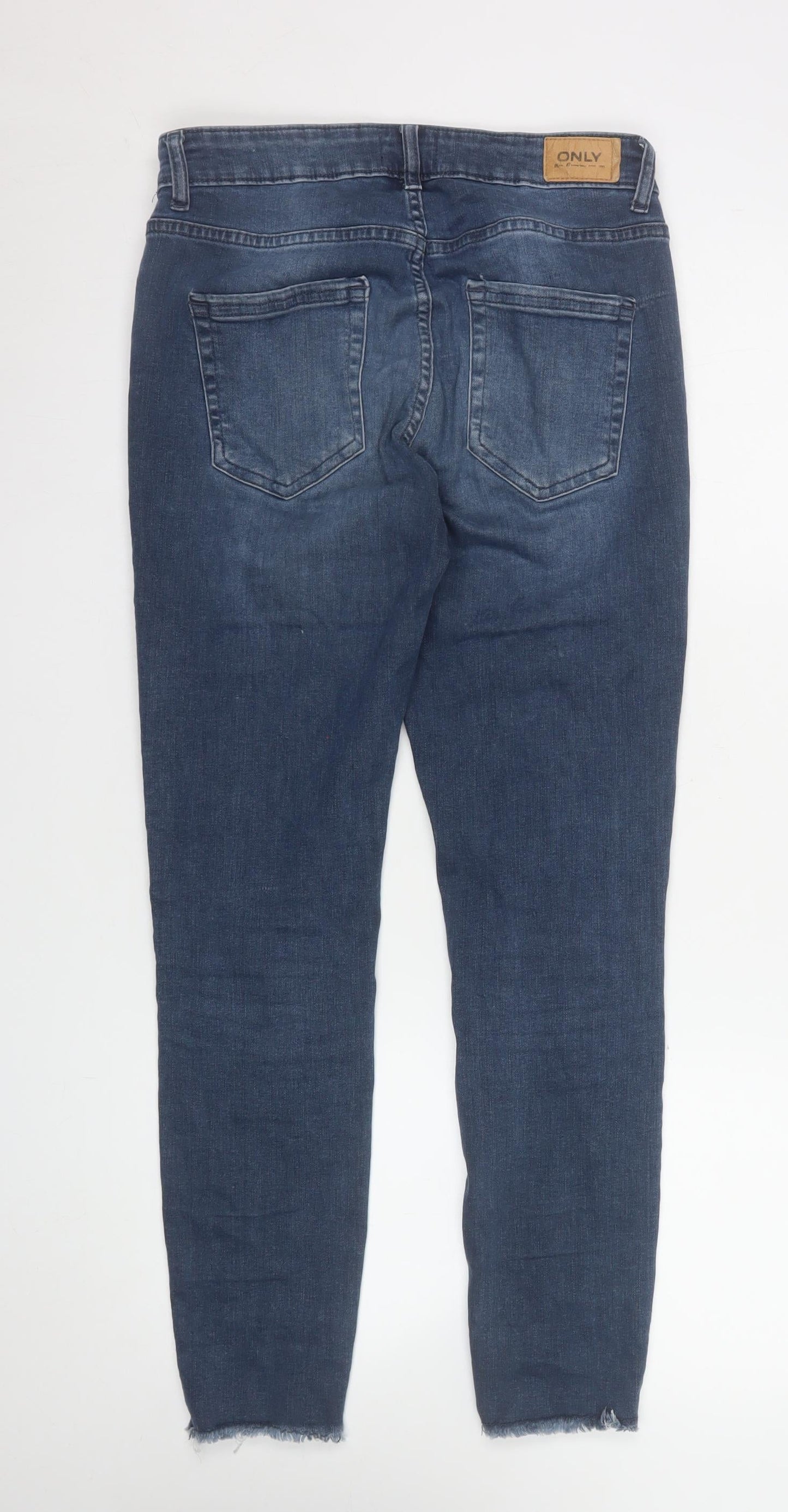 ONLY Women's Blue Skinny Jeans L 32 Distressed Denim