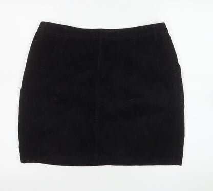 Fat Face Women Black Corduroy Knee Length Pencil Skirt UK 12