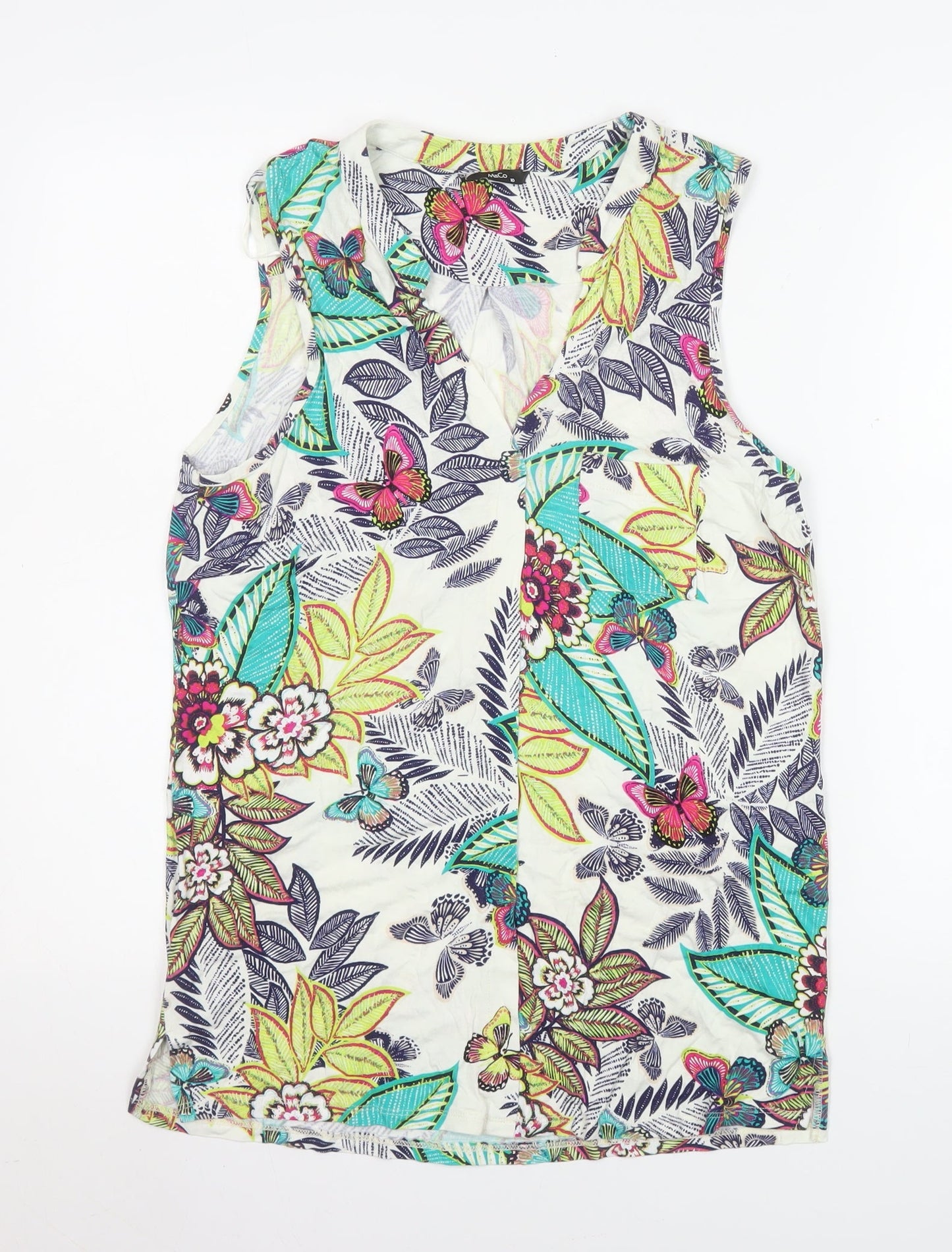Womens UK Size 10 M&Co Multicoloured Camisole Tank