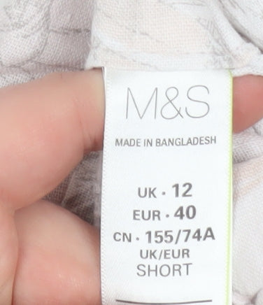 Marks and Spencer Women’s Beige Floral Linen Jogger Trousers Size 12