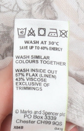 Marks and Spencer Women’s Beige Floral Linen Jogger Trousers Size 12