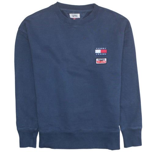 Mens UK Size L Tommy Jeans Blue Pullover Sweatshirt