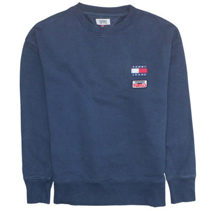 Mens UK Size L Tommy Jeans Blue Pullover Sweatshirt