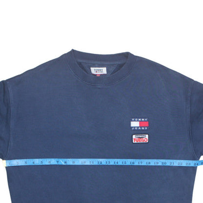 Mens UK Size L Tommy Jeans Blue Pullover Sweatshirt