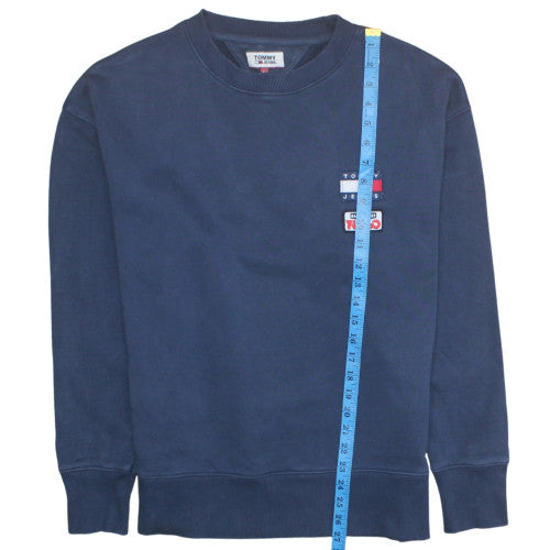 Mens UK Size L Tommy Jeans Blue Pullover Sweatshirt