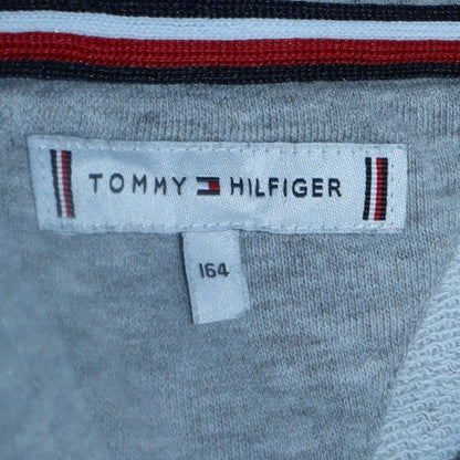 Tommy Hilfiger Boys Grey Pullover Hoodie Size 164 Logo Cotton Sweatshirt