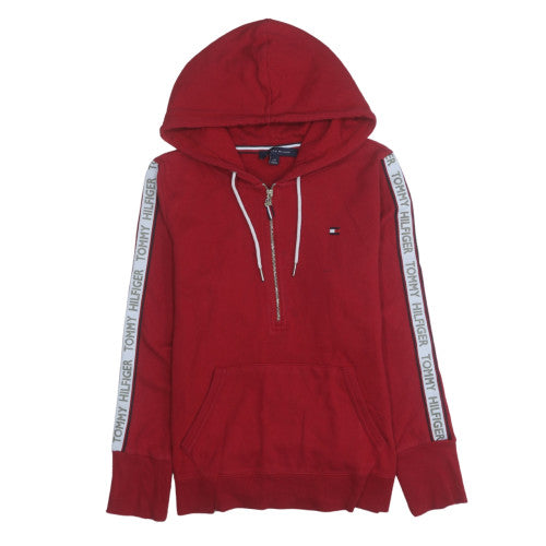 Mens UK Size L Tommy Hilfiger Red 1/2 Zip Hoodie