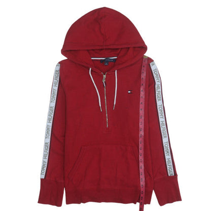 Mens UK Size L Tommy Hilfiger Red 1/2 Zip Hoodie