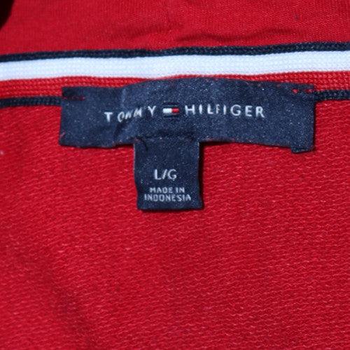 Mens UK Size L Tommy Hilfiger Red 1/2 Zip Hoodie