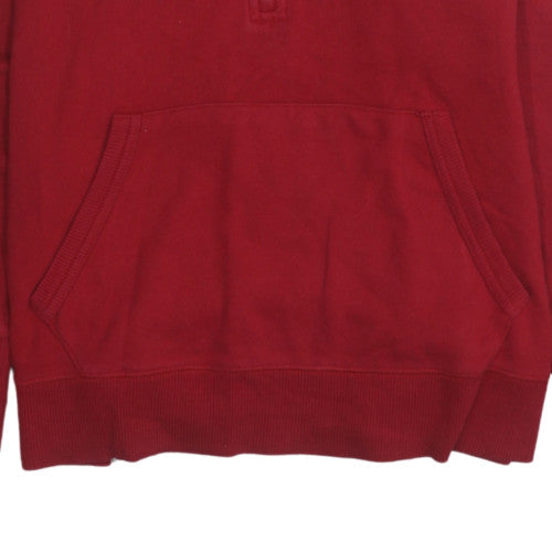 Mens UK Size L Tommy Hilfiger Red 1/2 Zip Hoodie