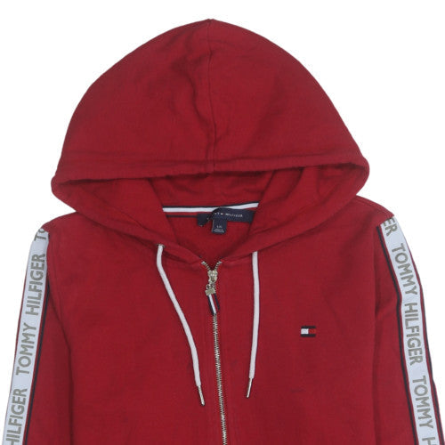 Mens UK Size L Tommy Hilfiger Red 1/2 Zip Hoodie