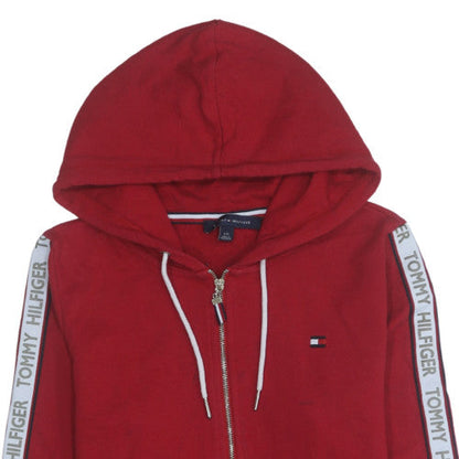 Mens UK Size L Tommy Hilfiger Red 1/2 Zip Hoodie