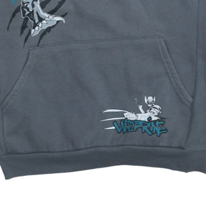 Marvel Boys Grey Pullover Hoodie 14-15 Years Captain America Wolverine Print