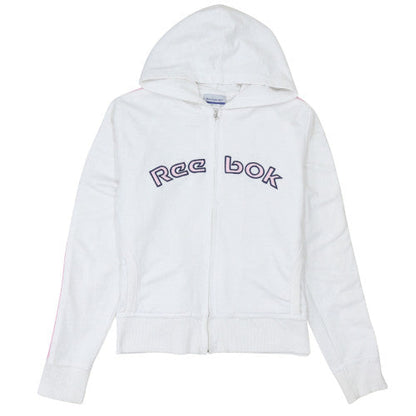 Womens UK Size M Reebok White Full Zip Hoodie