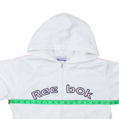 Womens UK Size M Reebok White Full Zip Hoodie