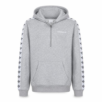 Front view of Adidas Men's Grey 1/2 Zip Hoodie, size S, Regular Fit Sportswear