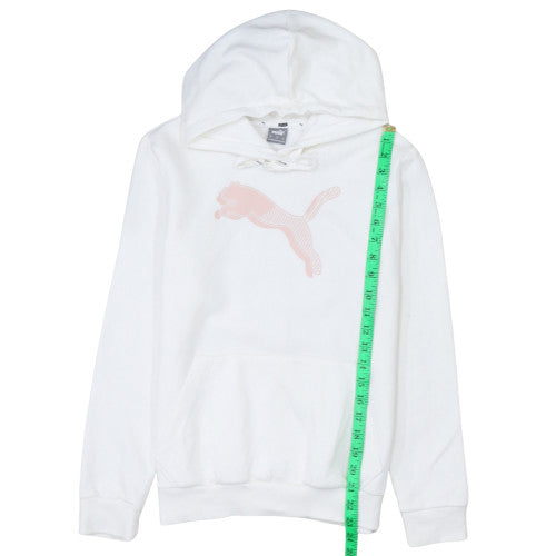Womens UK Size S Puma White Pullover Hoodie