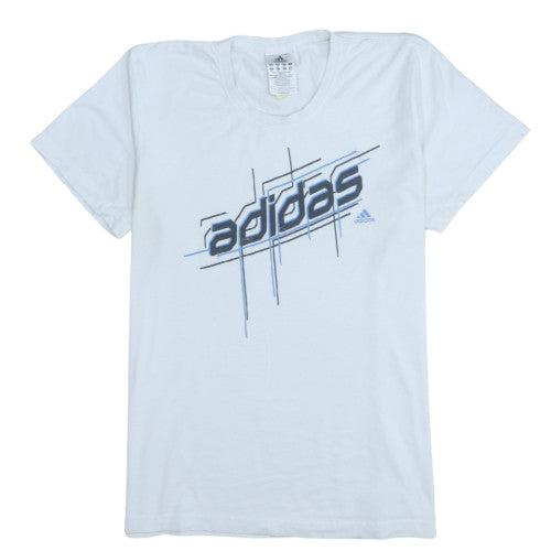 Adidas Men's White Graphic Print T-Shirt Size M Classic Crew Neck