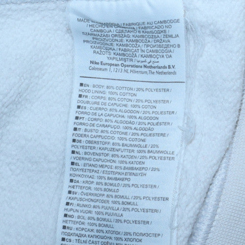 Mens UK Size L Nike White Pullover Hoodie
