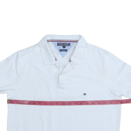 Tommy Hilfiger Men's White Slim Fit Cotton Polo Shirt Size L