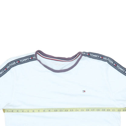 Tommy Hilfiger Men's White Crew Neck Logo Tape T-Shirt Size M
