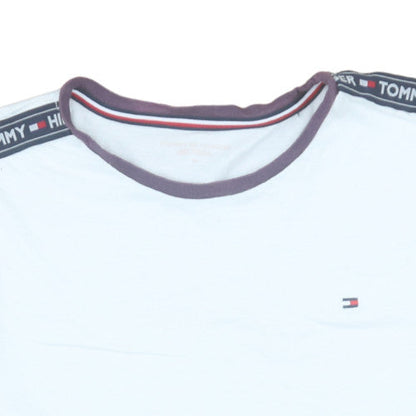 Tommy Hilfiger Men's White Crew Neck Logo Tape T-Shirt Size M