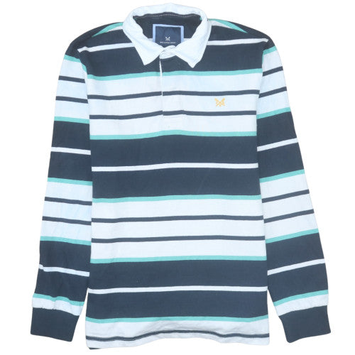 Crew Clothing Company Men's Multicoloured Striped Long Sleeve Polo Shirt Size M